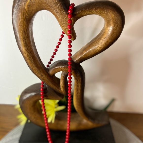 Vintage heavy beads (2) Red,Black both 12” in length very nice shape - Picture 3 of 3